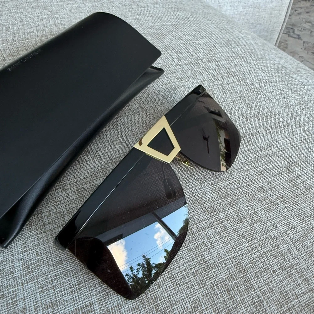 Yves Saint Laurent Black and Gold Sunglasses - Picture 2 of 9
